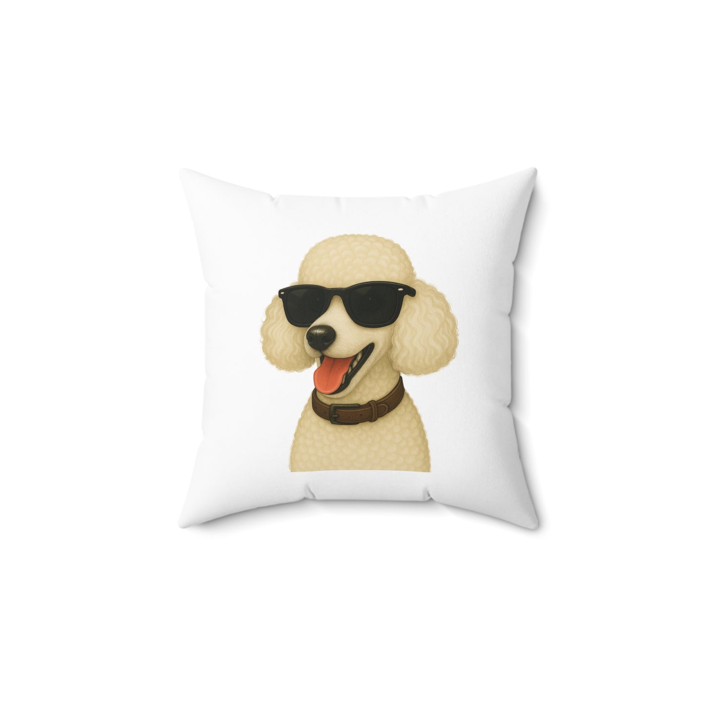 White Poodle Wearing Sunglasses - Throw Pillow