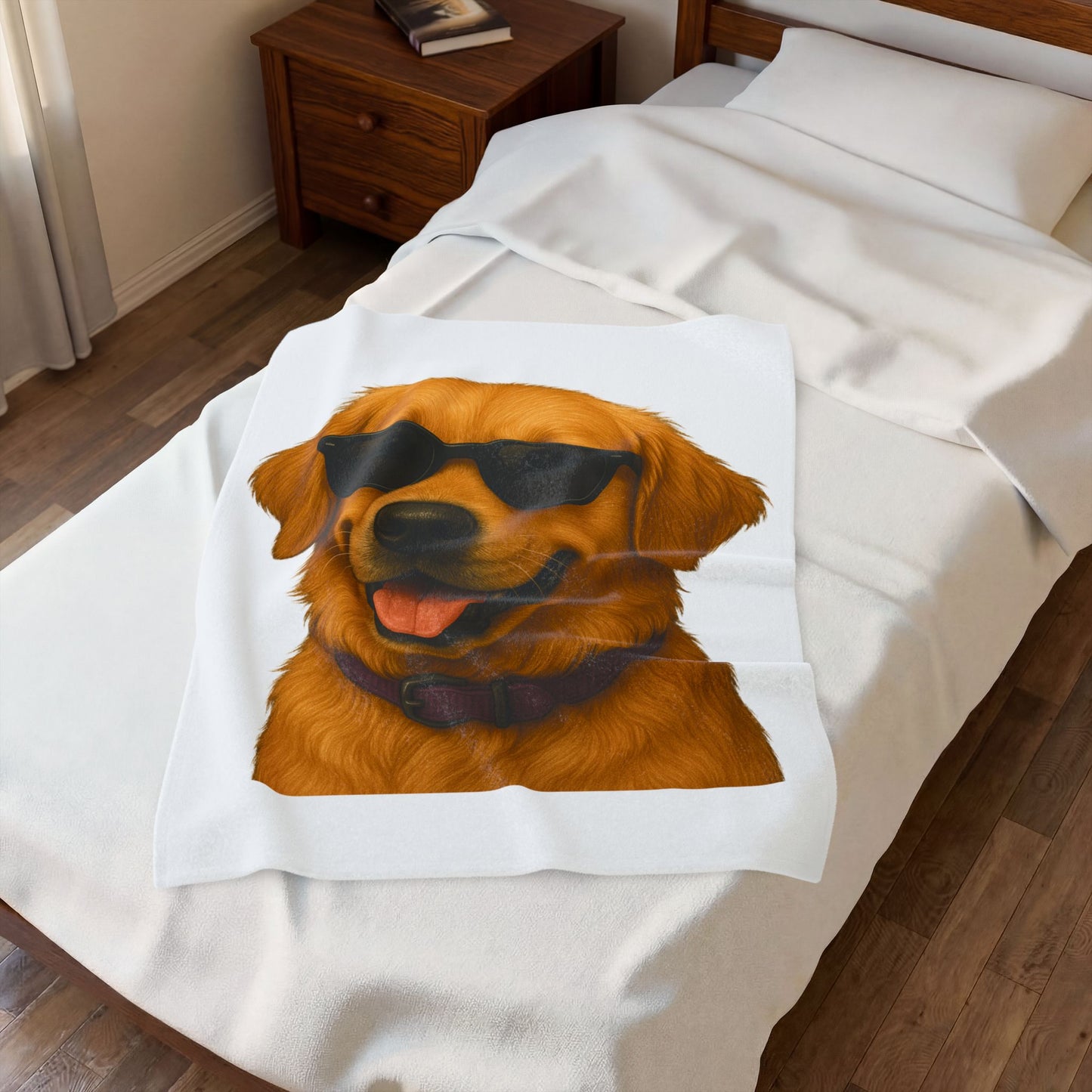 Golden Retriever Wearing Sunglasses - Sherpa Blanket