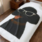 Black Poodle Wearing Sunglasses - Sherpa Blanket