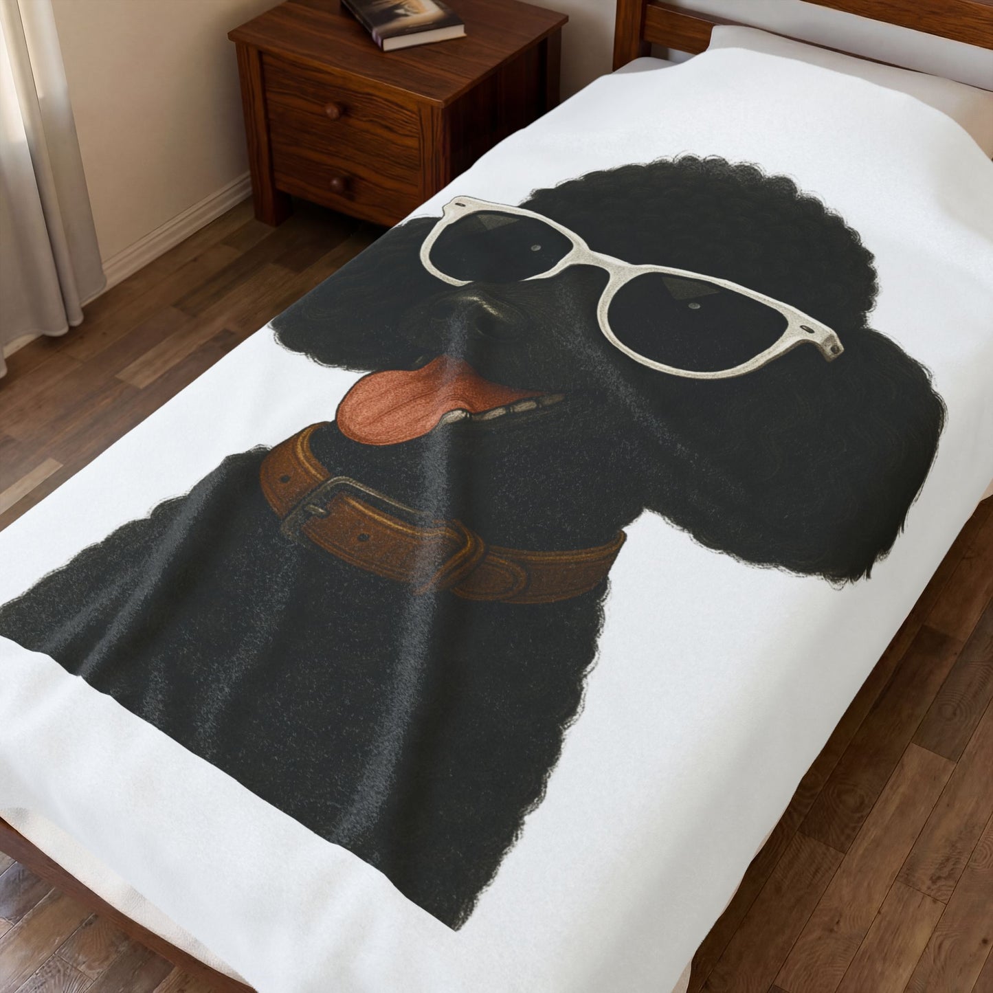 Black Poodle Wearing Sunglasses - Sherpa Blanket
