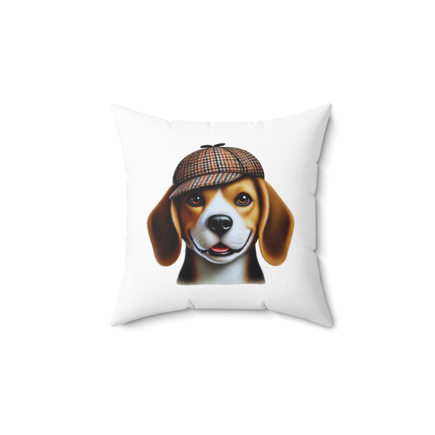 Beagle Wearing a Deerstalker Hat - Throw Pillow