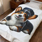 Corgi Wearing a Conductor's Hat - Sherpa Blanket