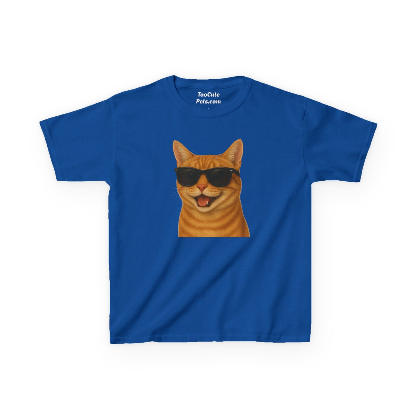 Domestic Shorthaired Orange Tabby Cat Wearing Sunglasses Kids Tee