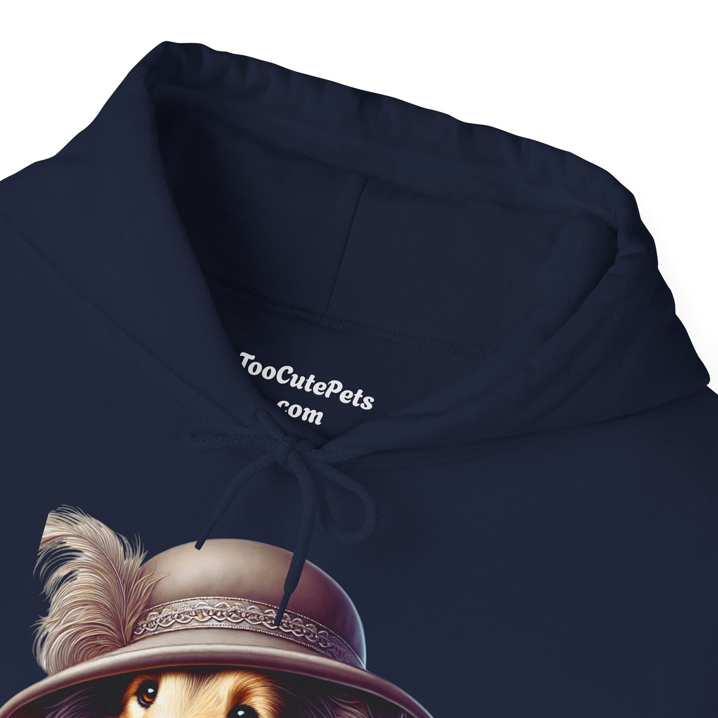 Collie Wearing Cloche Hat - Adult Hoodie - Too Cute Pets