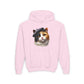 Calico Cat Wearing A Beret Youth Hoodie - Too Cute Pets