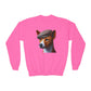 Basenji With Tweed Flat Cap - Youth Crewneck Sweatshirt - Too Cute Pets