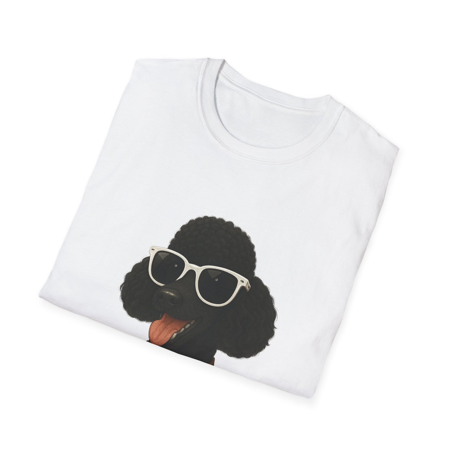 Black Poodle Wearing Sunglasses - Adult T-Shirt