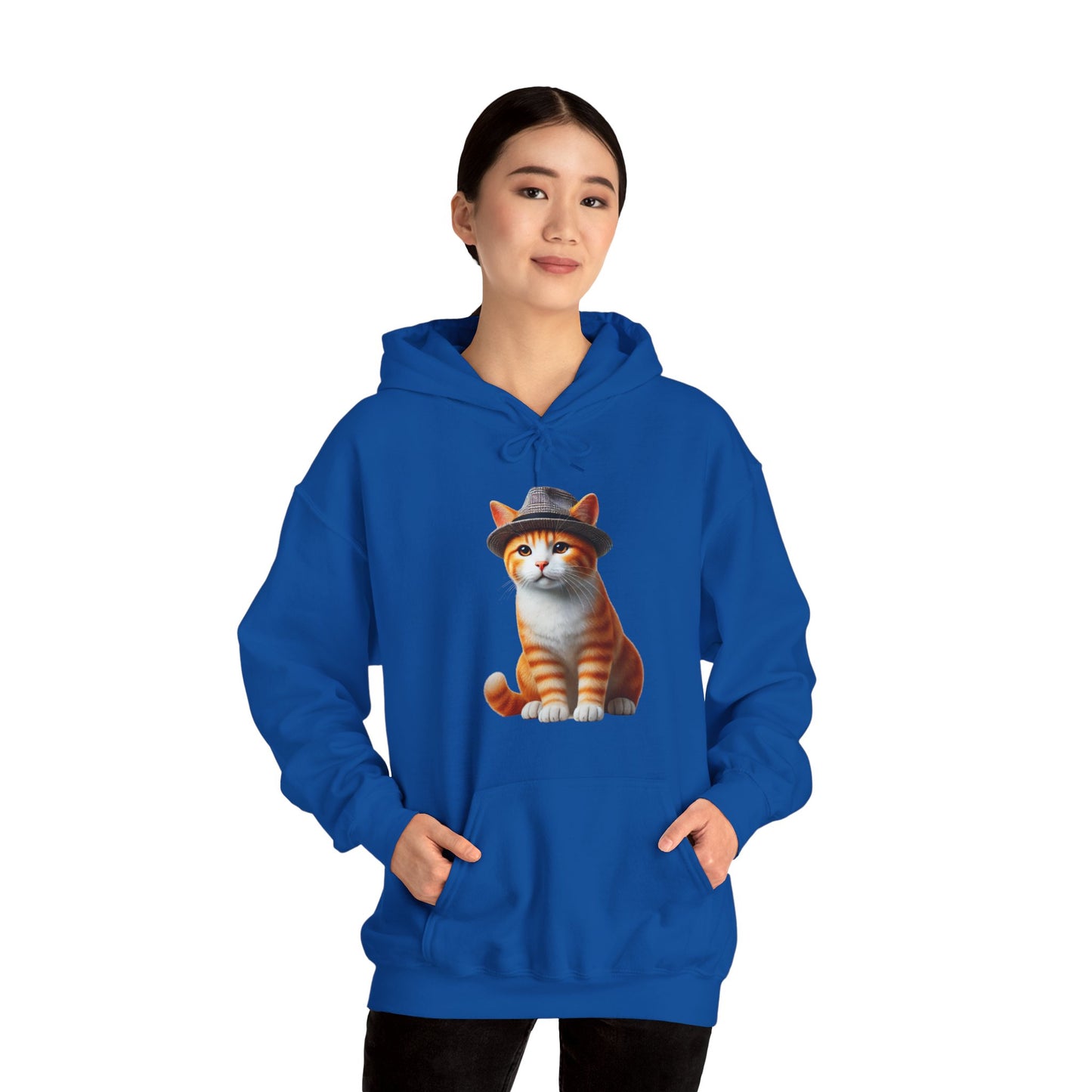 Cool Tabby Kitten Wearing Fedora Hat - Adult Hoodie - Too Cute Pets