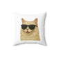 Cream Longhair Cat Wearing Sunglasses - Throw Pillow