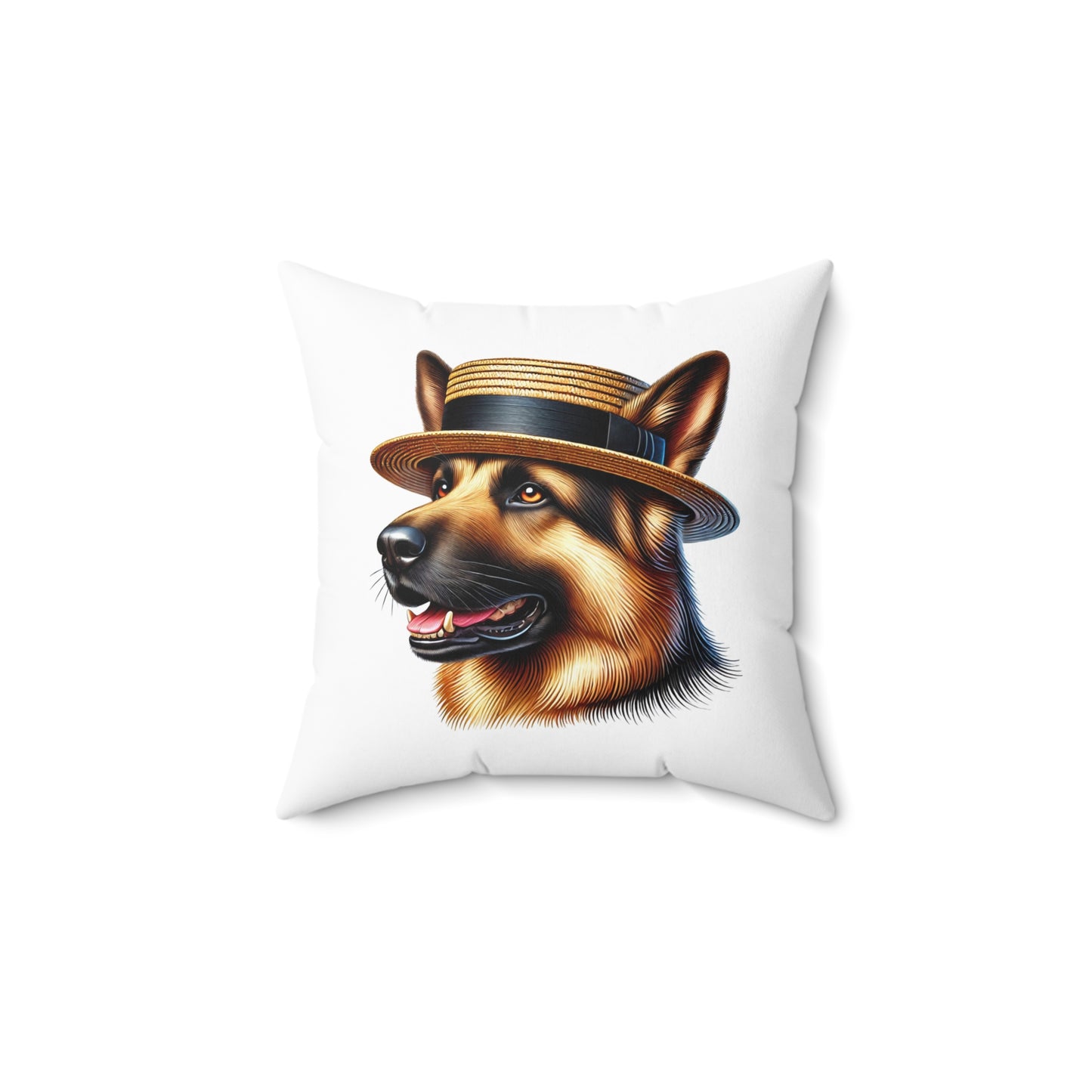 German Shepherd Wearing a Boater Hat - Throw Pillow