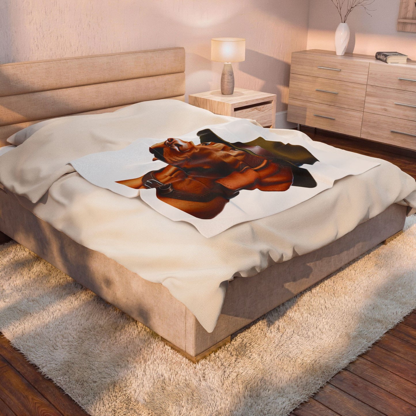 Vizsla Wearing a Campaign Hat - Sherpa Blanket