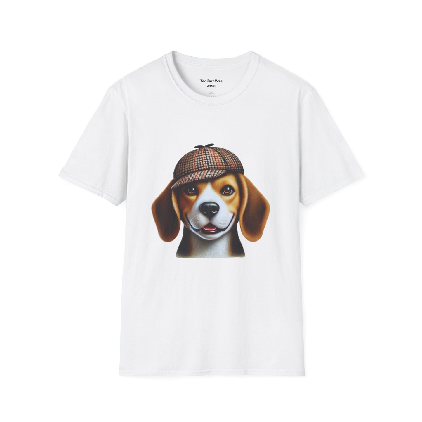 Smiling Beagle Wearing A Deerstalker Hat - Adult T-Shirt - Too Cute Pets