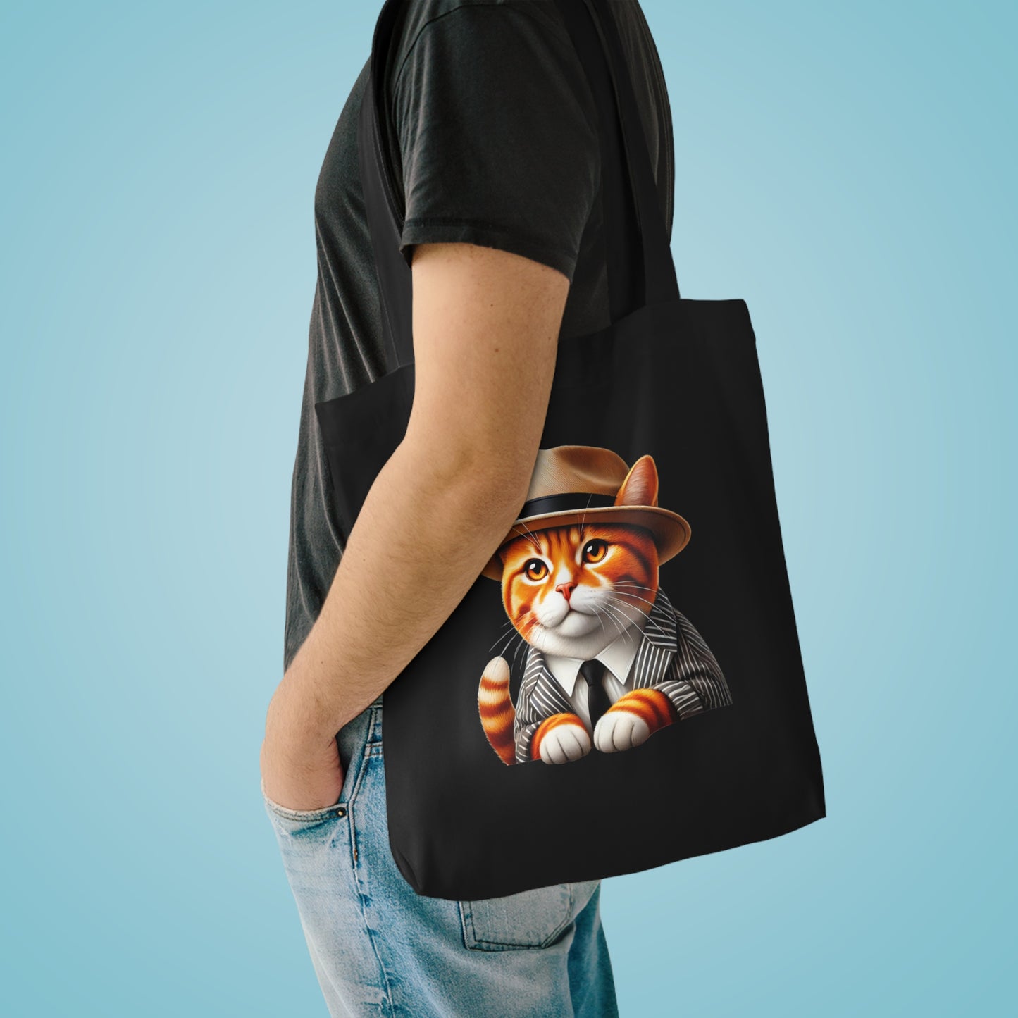 Tabby Cat Wearing a Fedora - Cotton Tote Bag