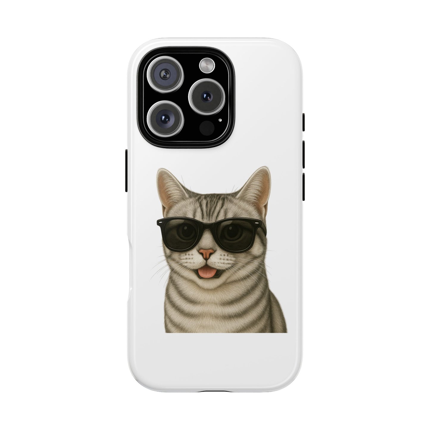 American Shorthair Silver Tabby Wearing Sunglasses - Tough Phone Case