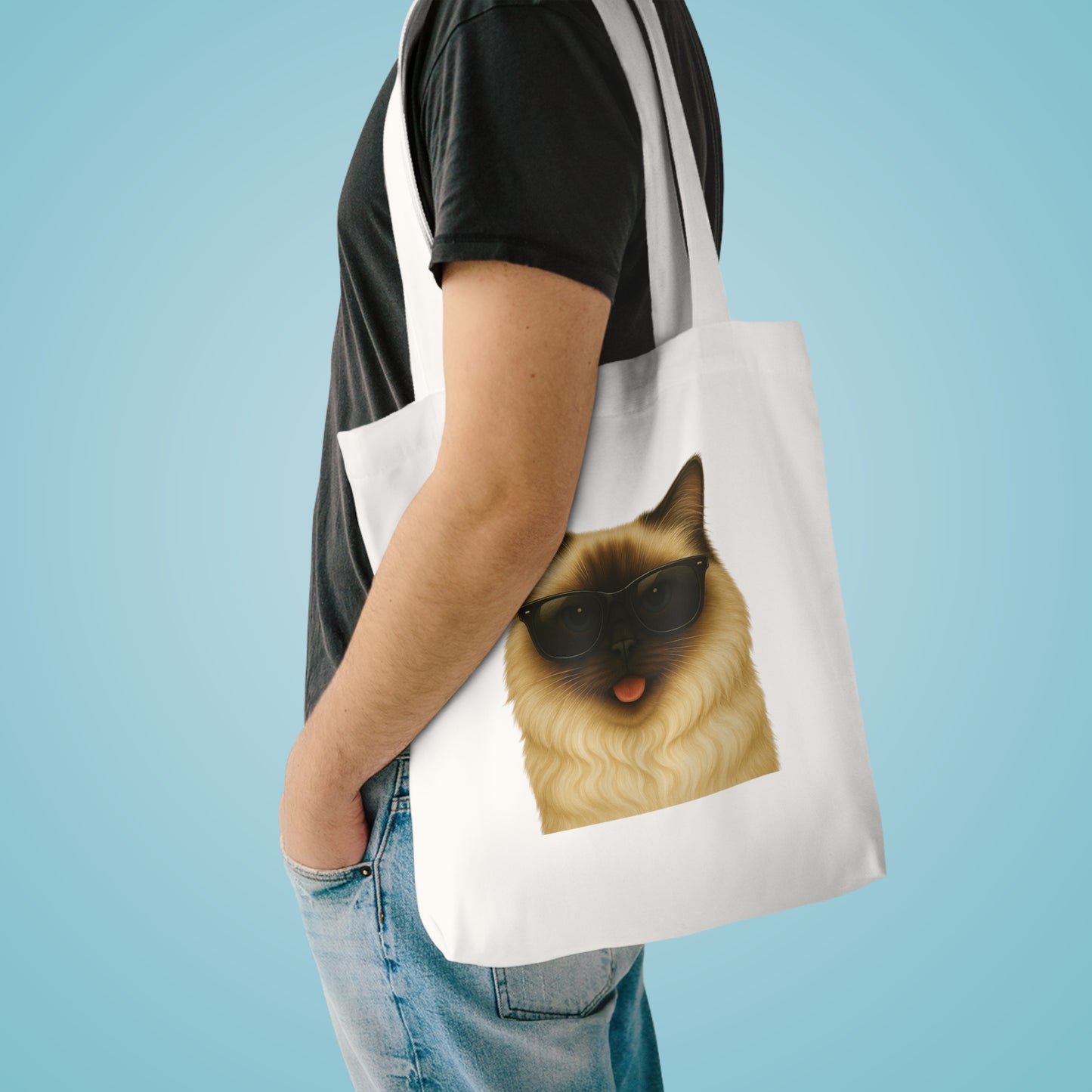Ragdoll Cat Wearing Sunglasses Cotton Tote Bag