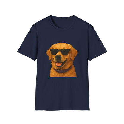 Golden Retriever Wearing Sunglasses - Adult T-Shirt