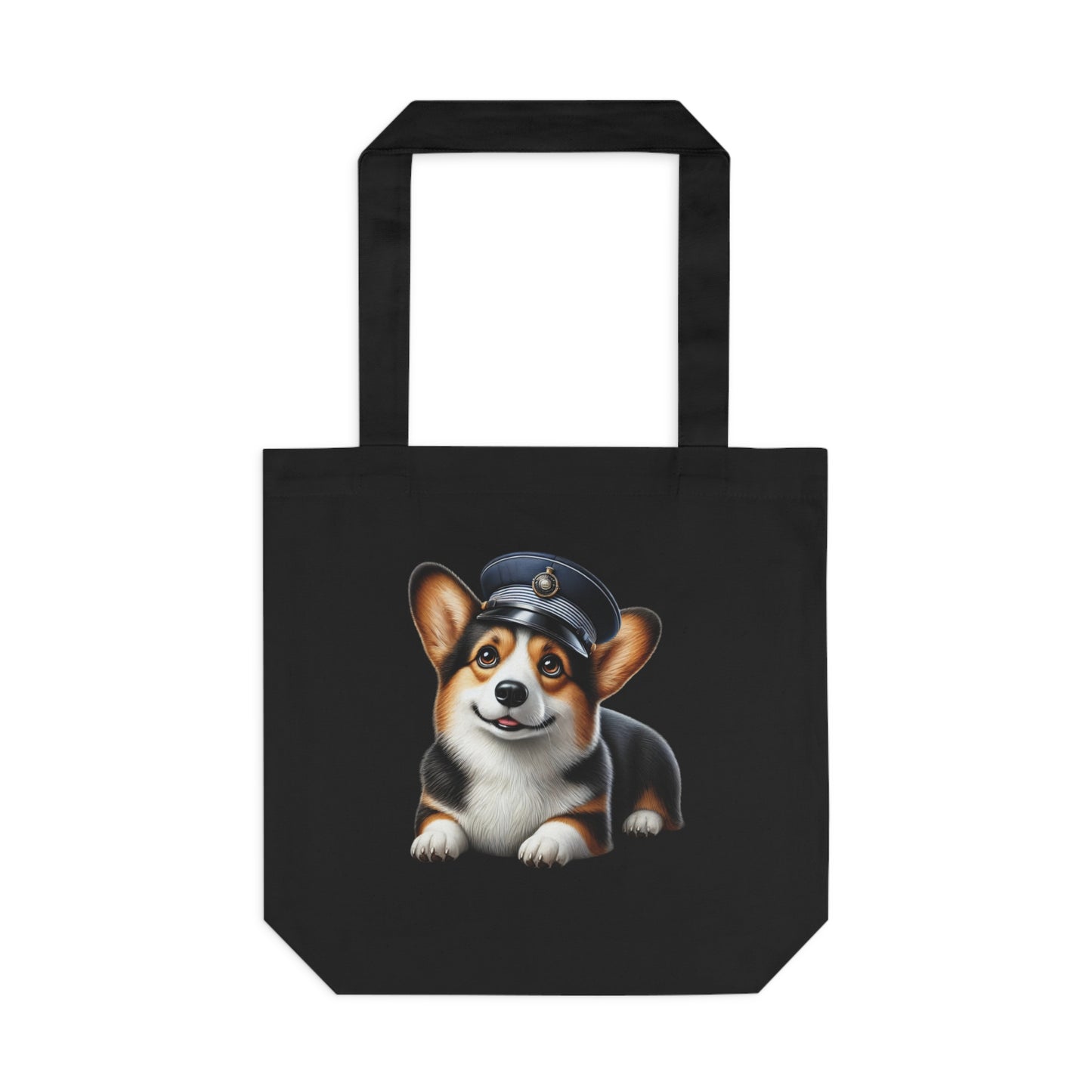 Corgi Wearing a Conductor's Hat - Cotton Tote Bag
