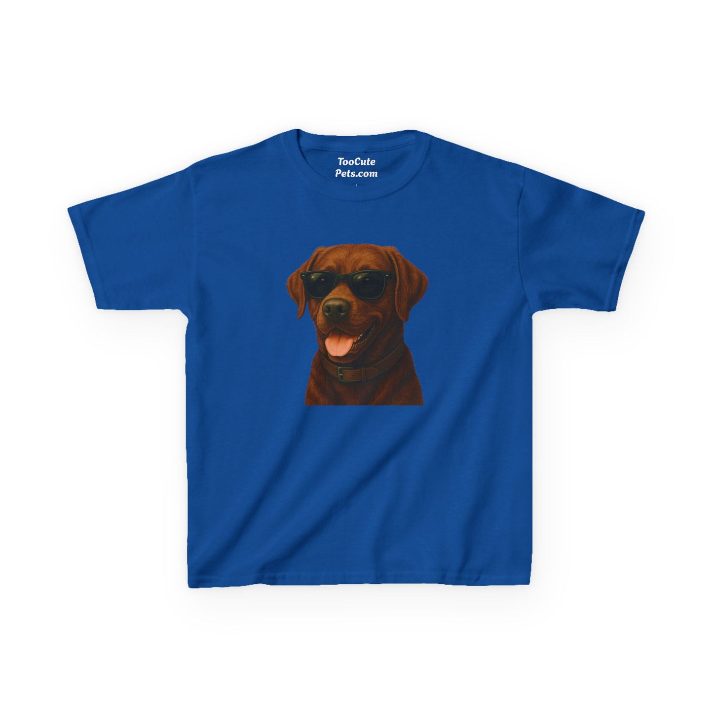 Kids Tee with Brown Labrador Retriever Wearing Sunglasses