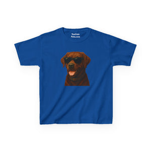 Kids Tee with Brown Labrador Retriever Wearing Sunglasses