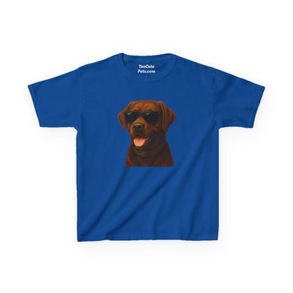 Kids Tee with Brown Labrador Retriever Wearing Sunglasses