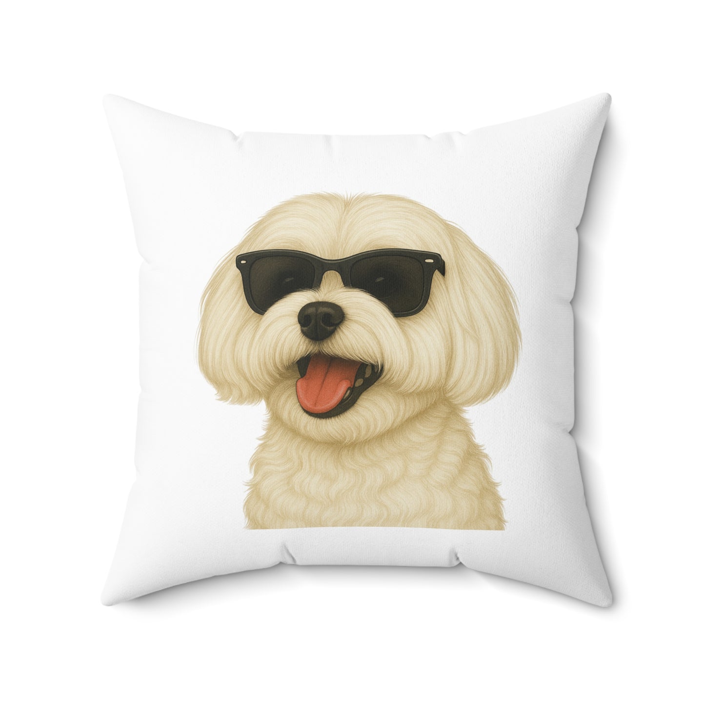 Maltese Wearing Sunglasses - Throw Pillow