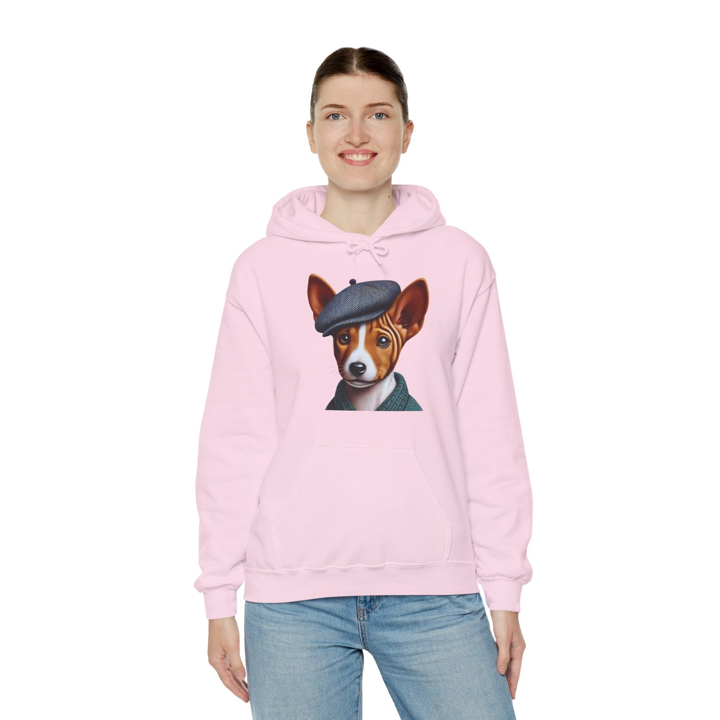 Cute Basenji Pup Wearing A Tweed Flat Cap - Adult Hoodie - Too Cute Pets