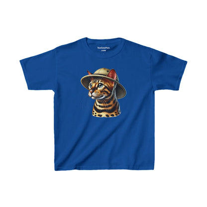Youth T-Shirt Bengal Cat Wearing A Safari Hat - Too Cute Pets Collection