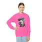 Airedale Terrier Wearing Tweed Flat Cap (Black & White) Youth Crewneck Sweatshirt - Too Cute Pets