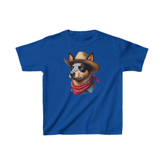 Cattle Dog Wearing A Bandana & Straw Hat Youth T-Shirt - Too Cute Pets