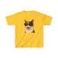 Domestic Shorthaired Calico Cat Wearing Sunglasses Kids Tee