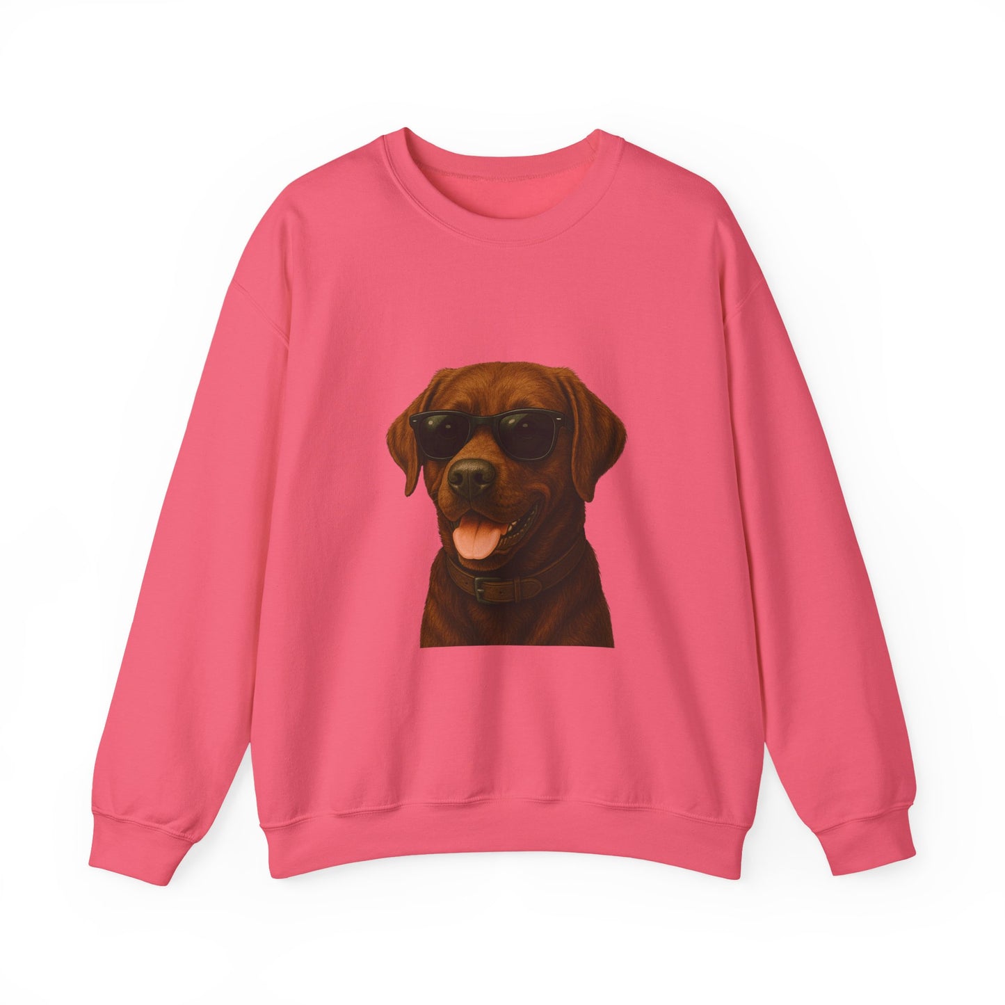 Brown Labrador Retriever Wearing Sunglasses - Adult Crewneck Sweatshirt