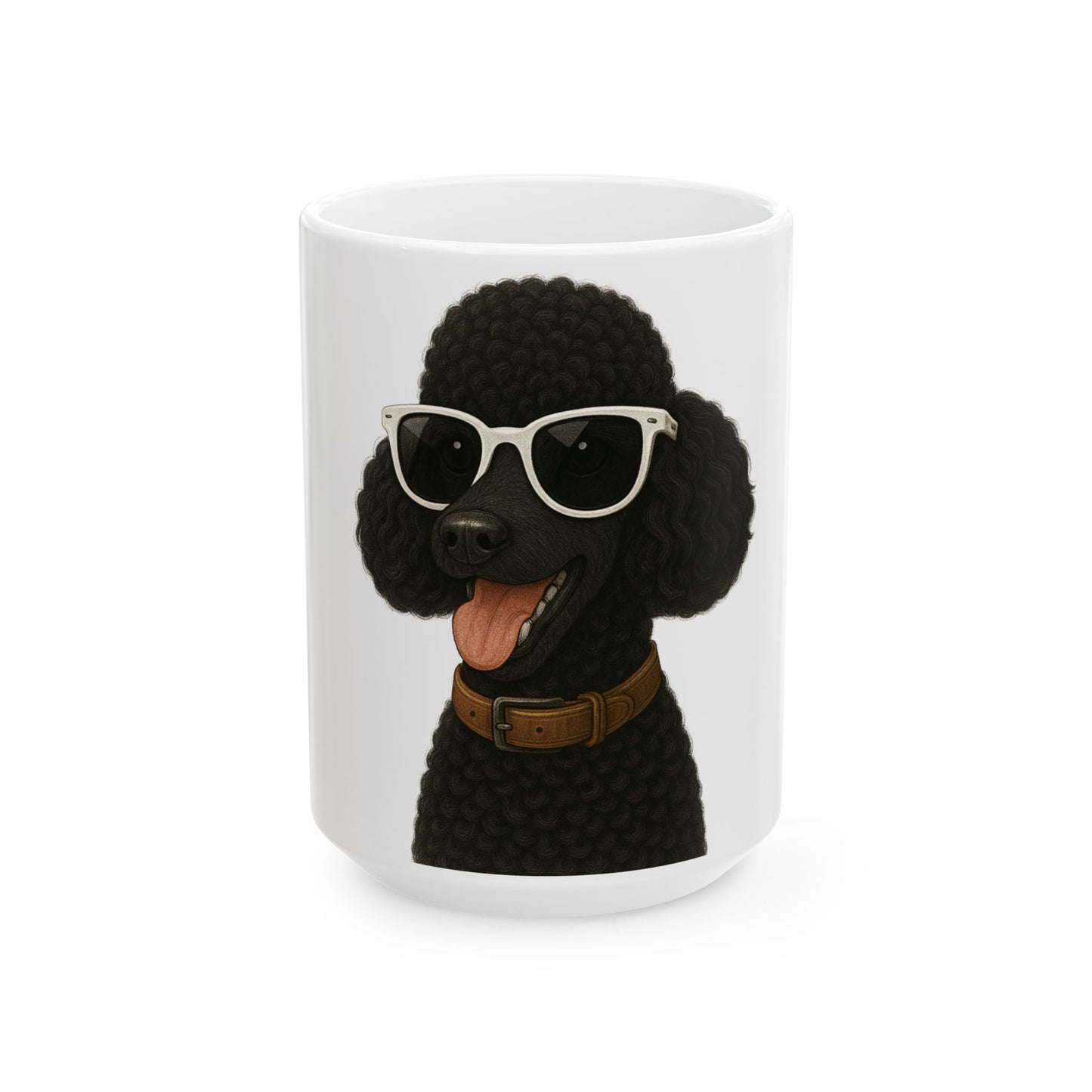 Black Poodle Wearing Sunglasses Ceramic Mug