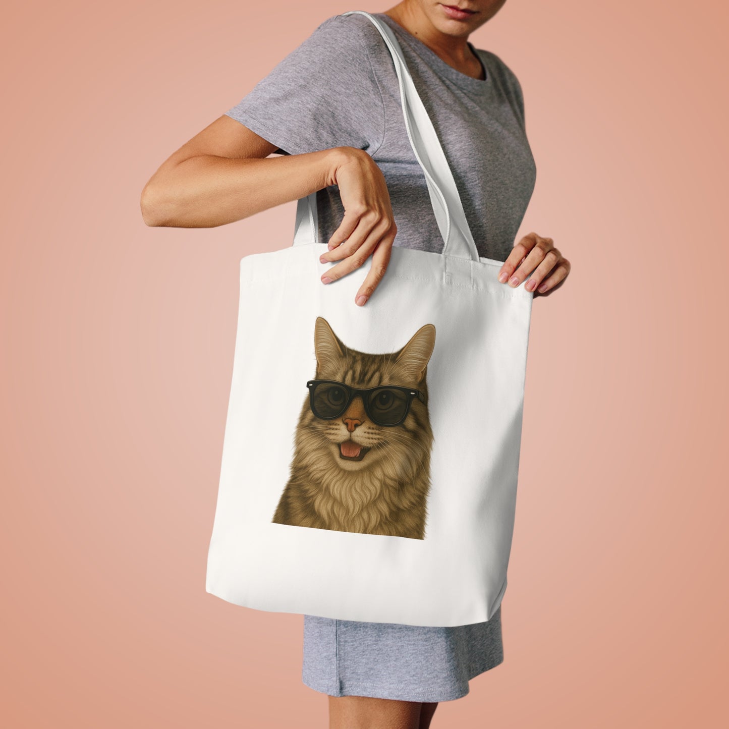 Siberian Cat Wearing Sunglasses Cotton Tote Bag