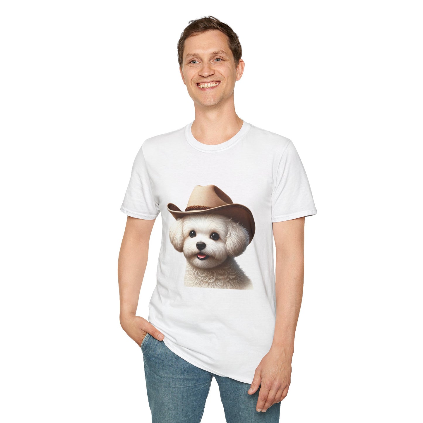 Cute Maltese Wearing Cowgirl Hat - Adult T-shirt - Too Cute Pets