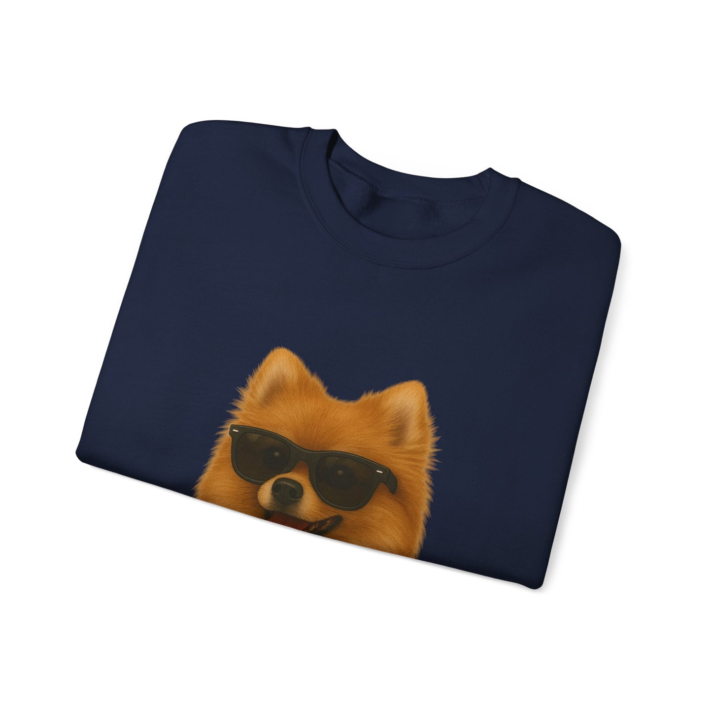 Pomeranian Wearing Sunglasses - Adult Crewneck Sweatshirt