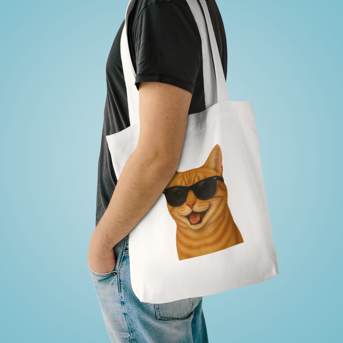 Orange Tabby Cat Wearing Sunglasses Cotton Tote Bag