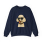 White Poodle Wearing Sunglasses - Adult Crewneck Sweatshirt