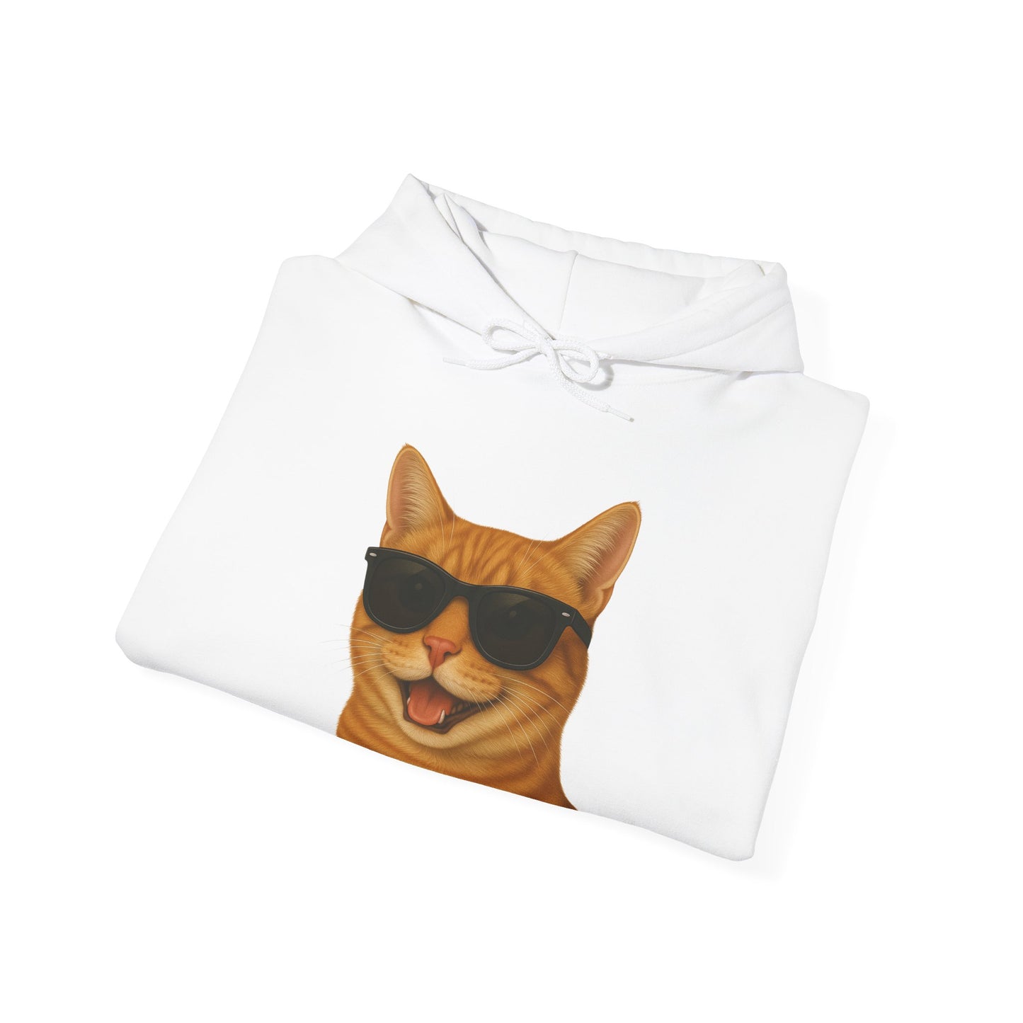 Orange Tabby Cat Wearing Sunglasses - Adult Hoodie