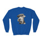 Airedale Terrier Wearing Tweed Flat Cap (Black & White) Youth Crewneck Sweatshirt - Too Cute Pets