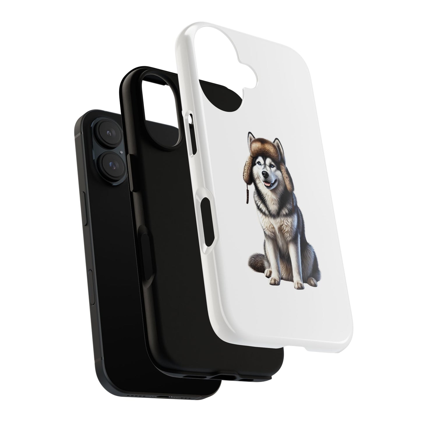 Husky Wearing a Fur Hunter Hat - Tough Phone Case