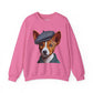 Cute Basenji Pup Wearing Tweed Flat Cap- Adult Crewneck Sweatshirt - Too Cute Pets