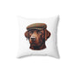 Labrador Wearing a Tweed Flat Cap - Throw Pillow
