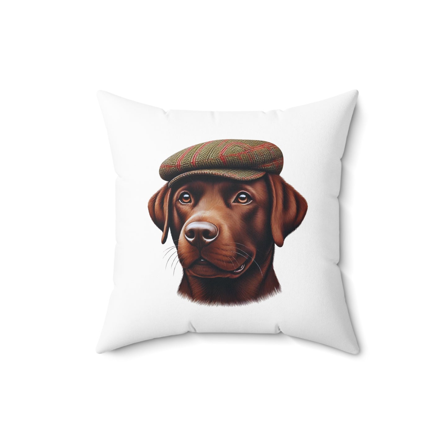 Labrador Wearing a Tweed Flat Cap - Throw Pillow