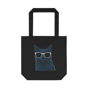 Russian Blue Cat Wearing Sunglasses Cotton Tote Bag