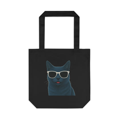 Russian Blue Cat Wearing Sunglasses Cotton Tote Bag