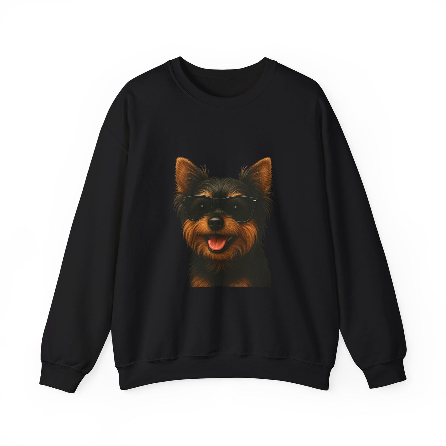 Yorkshire Terrier Wearing Sunglasses - Adult Crewneck Sweatshirt