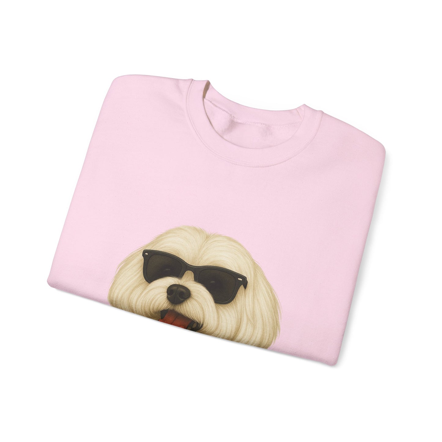 Maltese Wearing Sunglasses - Adult Crewneck Sweatshirt
