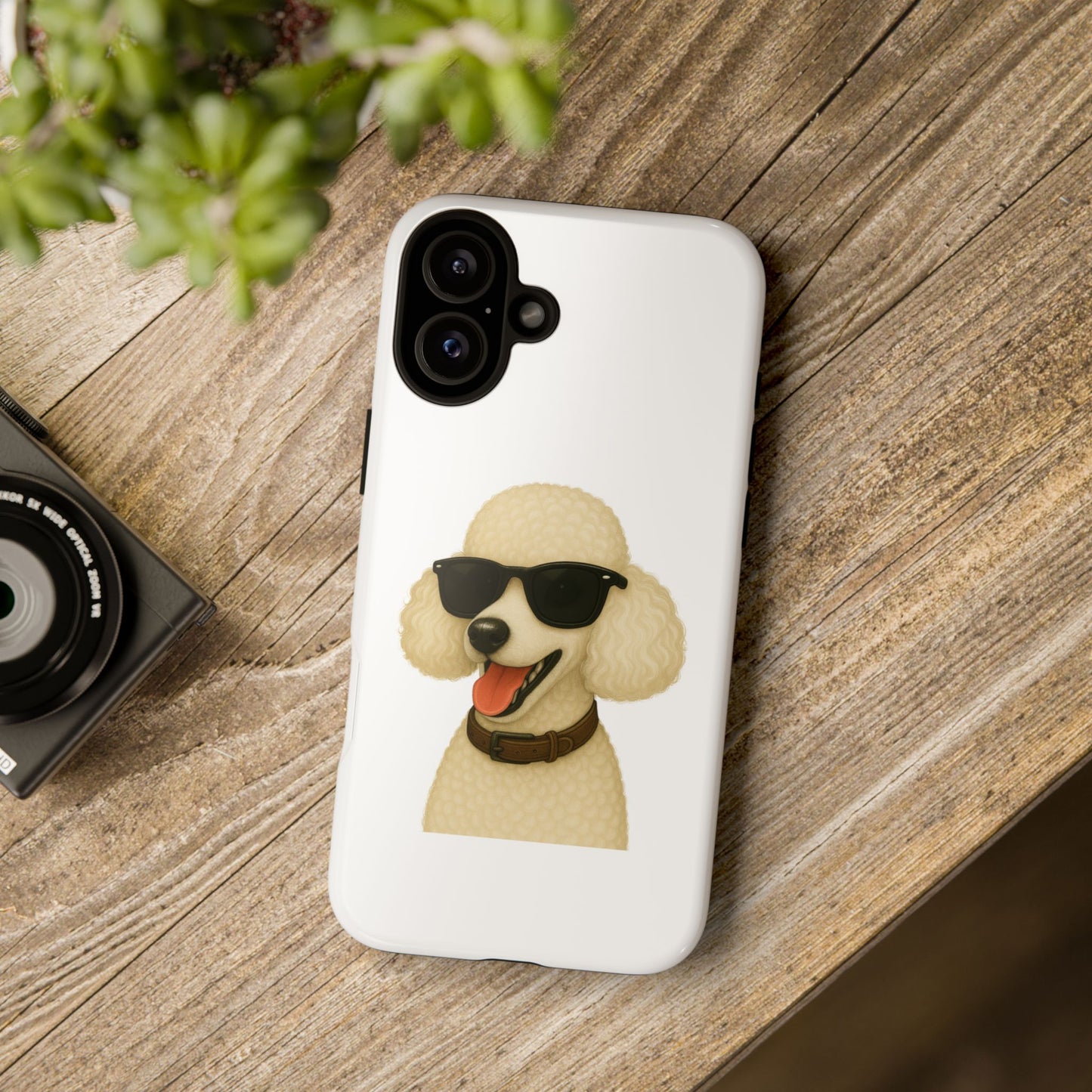 White Poodle Wearing Sunglasses - Tough Phone Case