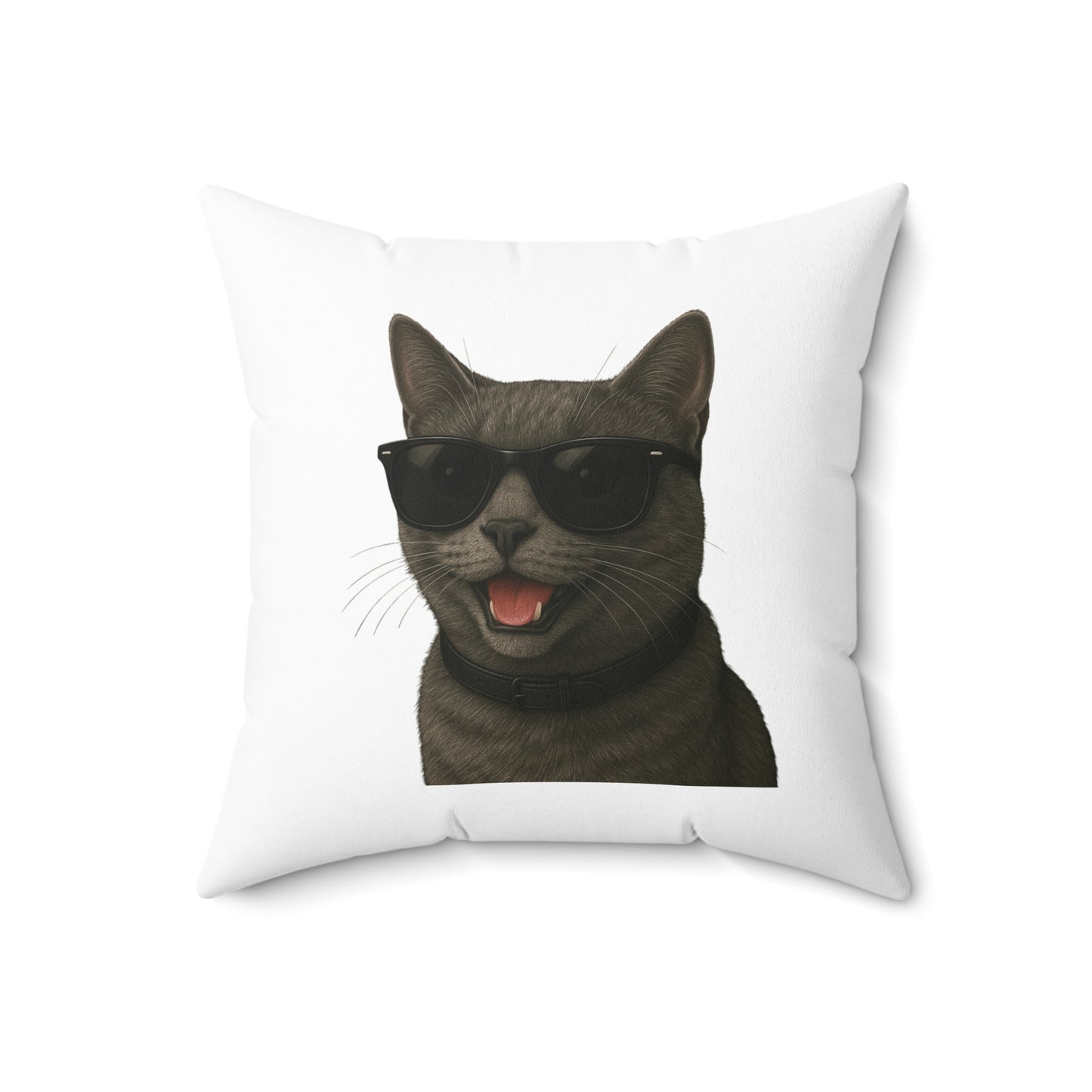Gray Cat Wearing Sunglasses - Throw Pillow