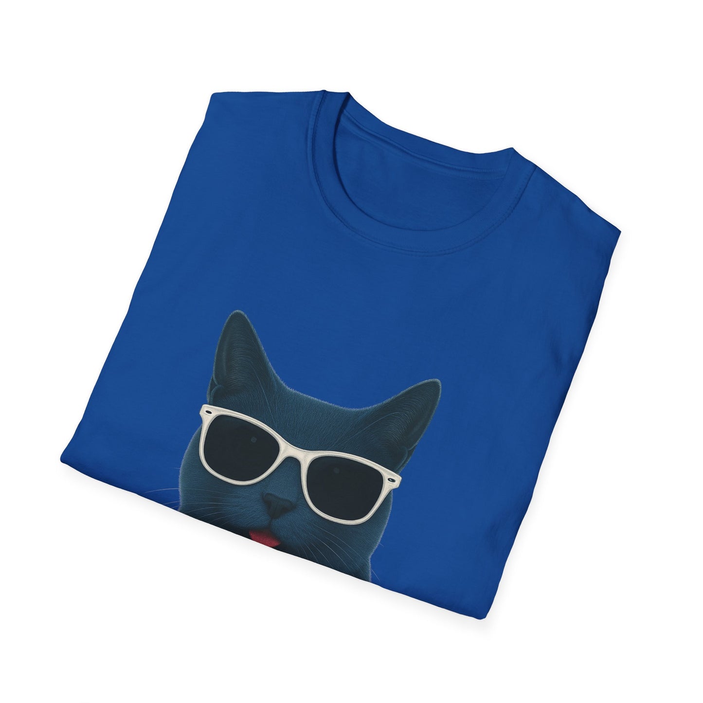 Russian Blue Cat Wearing Sunglasses - Adult T-Shirt